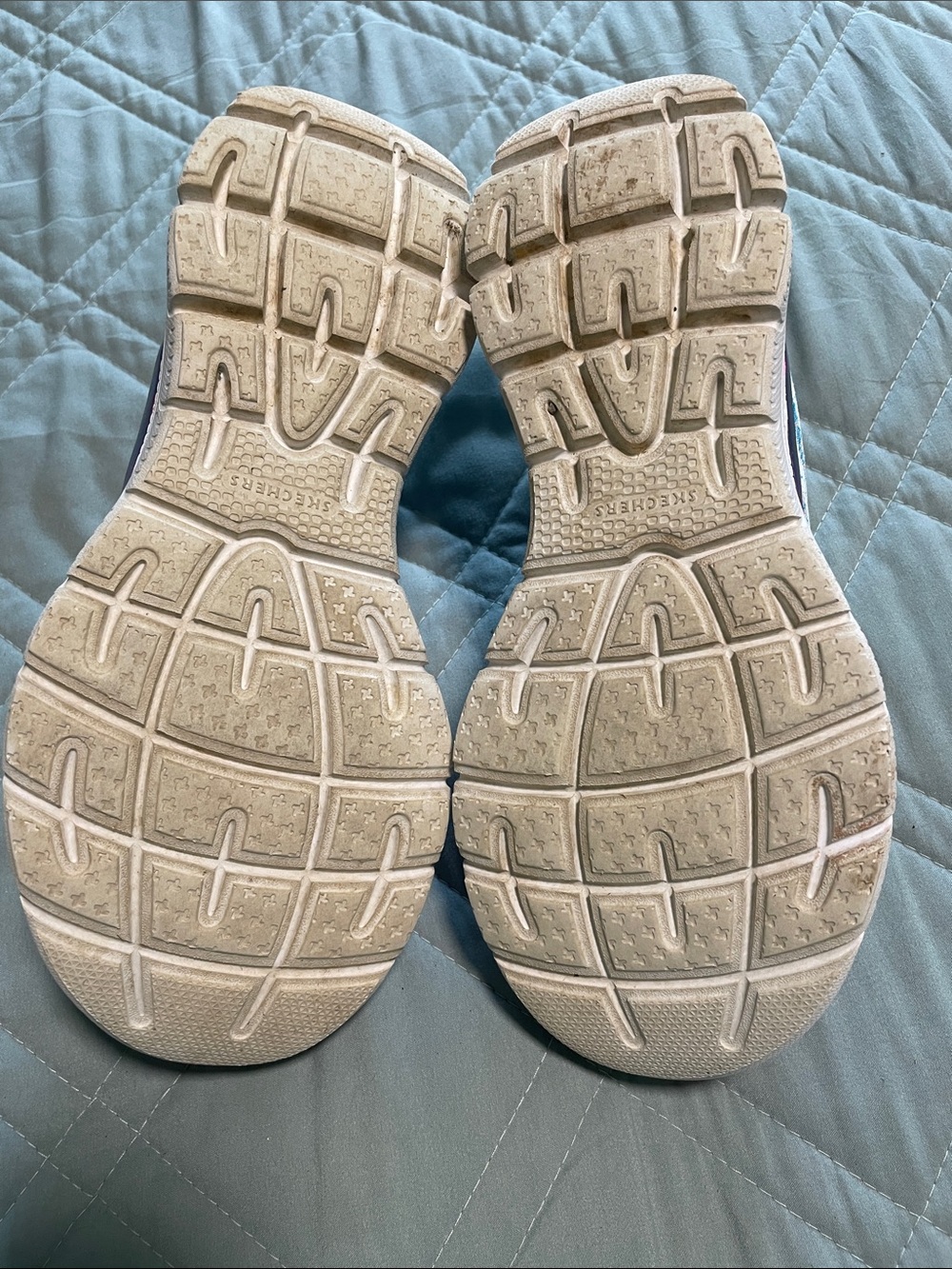 Skechers White Athletic Shoes with Pink Trim and Blue Accent - Picture 5 of 5